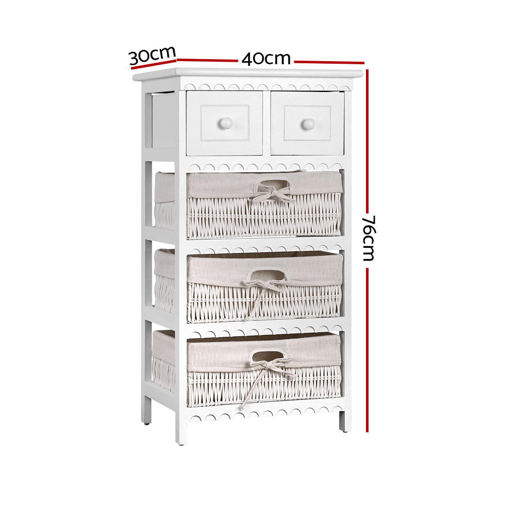 Artiss 3 Basket Storage Drawers - White-Furniture > Bedroom - Peroz Australia - Image - 3