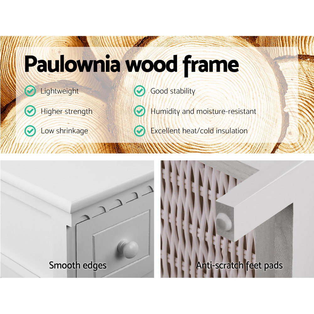 Artiss 3 Basket Storage Drawers - White-Furniture > Bedroom - Peroz Australia - Image - 6