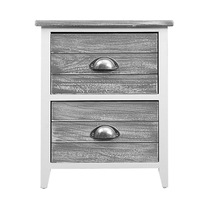 Artiss 2x Bedside Table Nightstands 2 Drawers Storage Cabinet Bedroom Side Grey-Bedside Tables - Peroz Australia - Image - 4