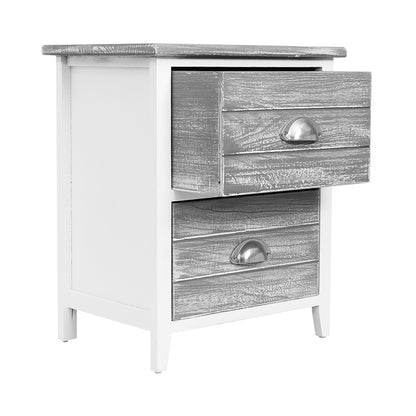 Artiss 2x Bedside Table Nightstands 2 Drawers Storage Cabinet Bedroom Side Grey-Bedside Tables - Peroz Australia - Image - 5