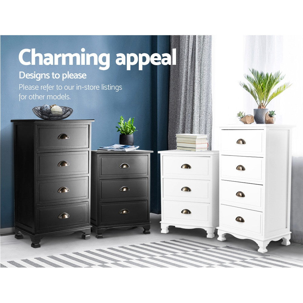 Artiss Vintage Bedside Table Chest Storage Cabinet Nightstand Black-Bedside Tables - Peroz Australia - Image - 8