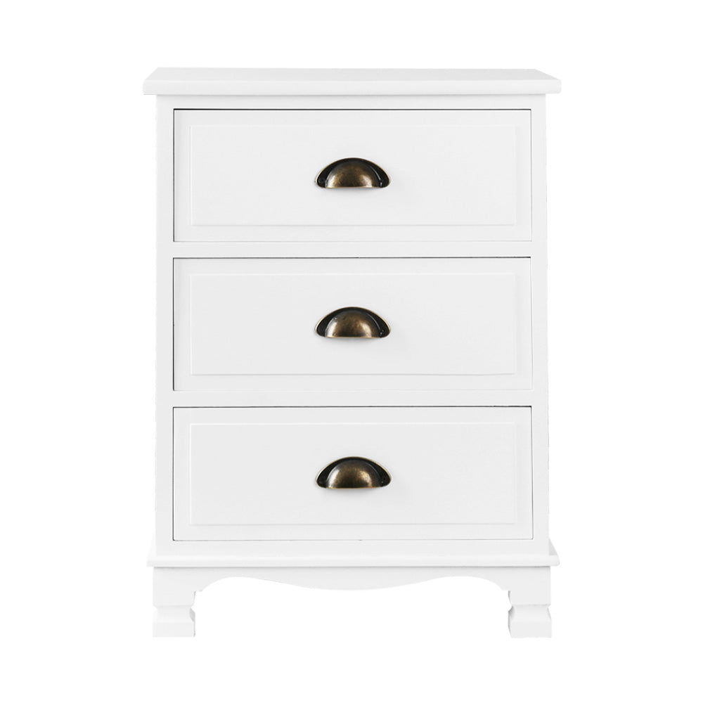 Artiss Vintage Bedside Table Chest Storage Cabinet Nightstand White-Bedside Tables - Peroz Australia - Image - 4