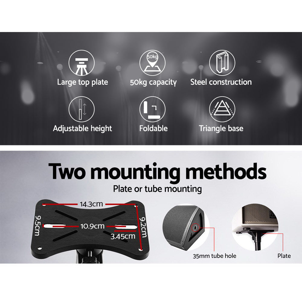 Set of 2 Adjustable 120CM Speaker Stand - Black-Audio & Video > Musical Instrument & Accessories-PEROZ Accessories