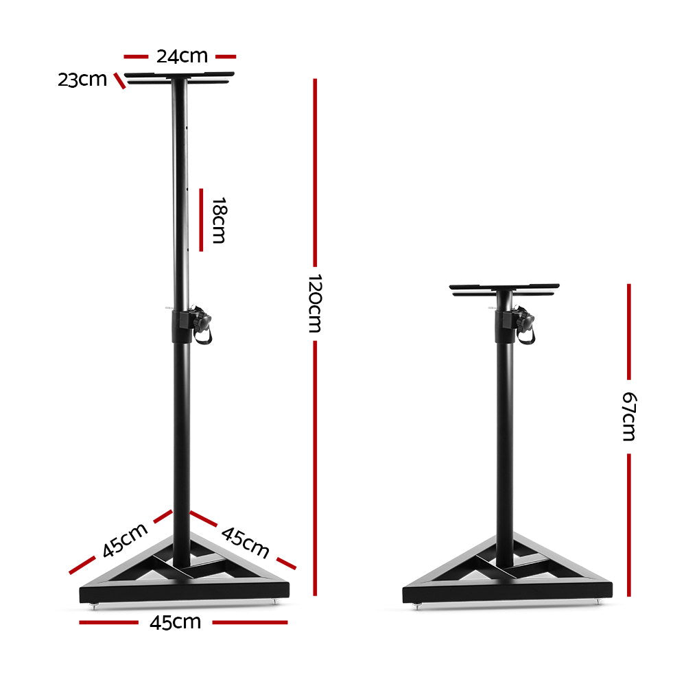 Set of 2 120CM Surround Sound Speaker Stand - Black-Audio & Video > Musical Instrument & Accessories-PEROZ Accessories