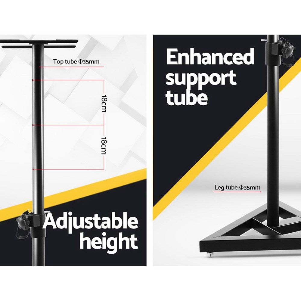 Set of 2 120CM Surround Sound Speaker Stand - Black-Audio & Video > Musical Instrument & Accessories-PEROZ Accessories