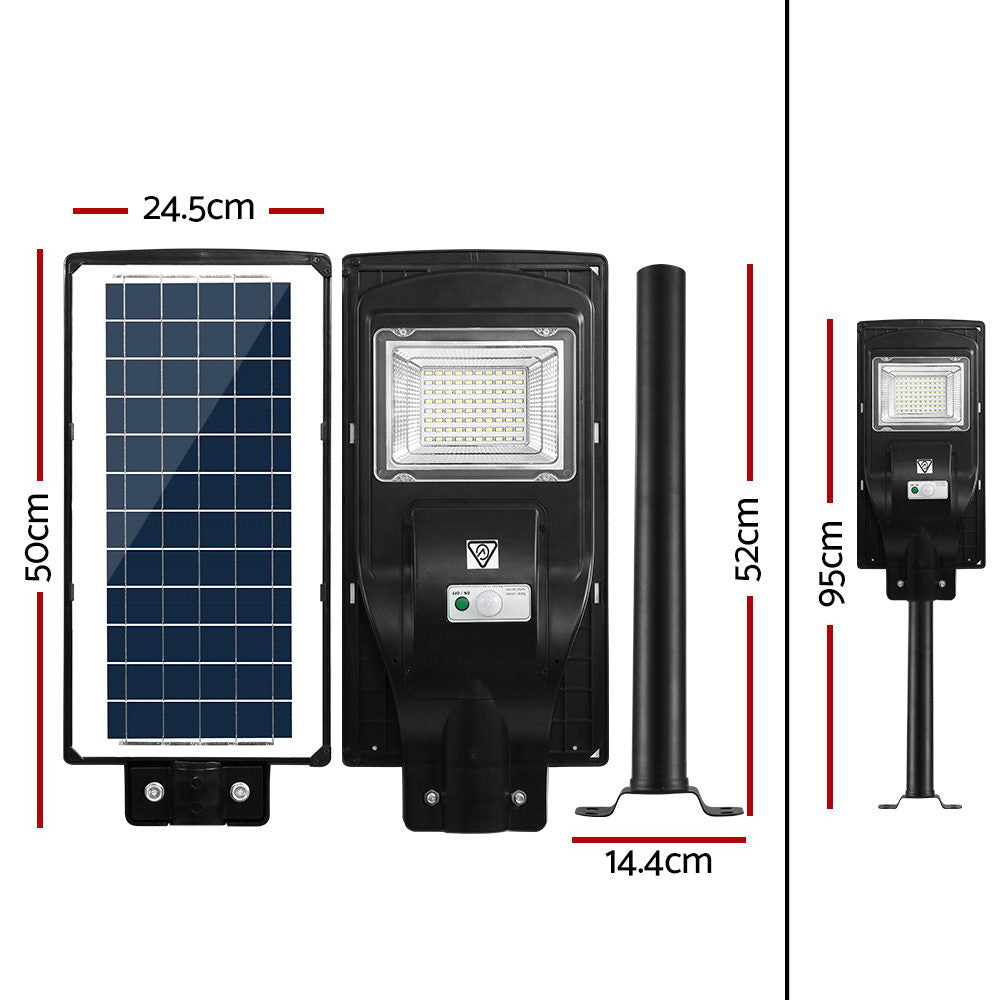 Leier 80 LED Solar Street Light 90W Flood Motion Sensor Remote Outdoor Wall Lamp x2-Home & Garden > Lighting-PEROZ Accessories
