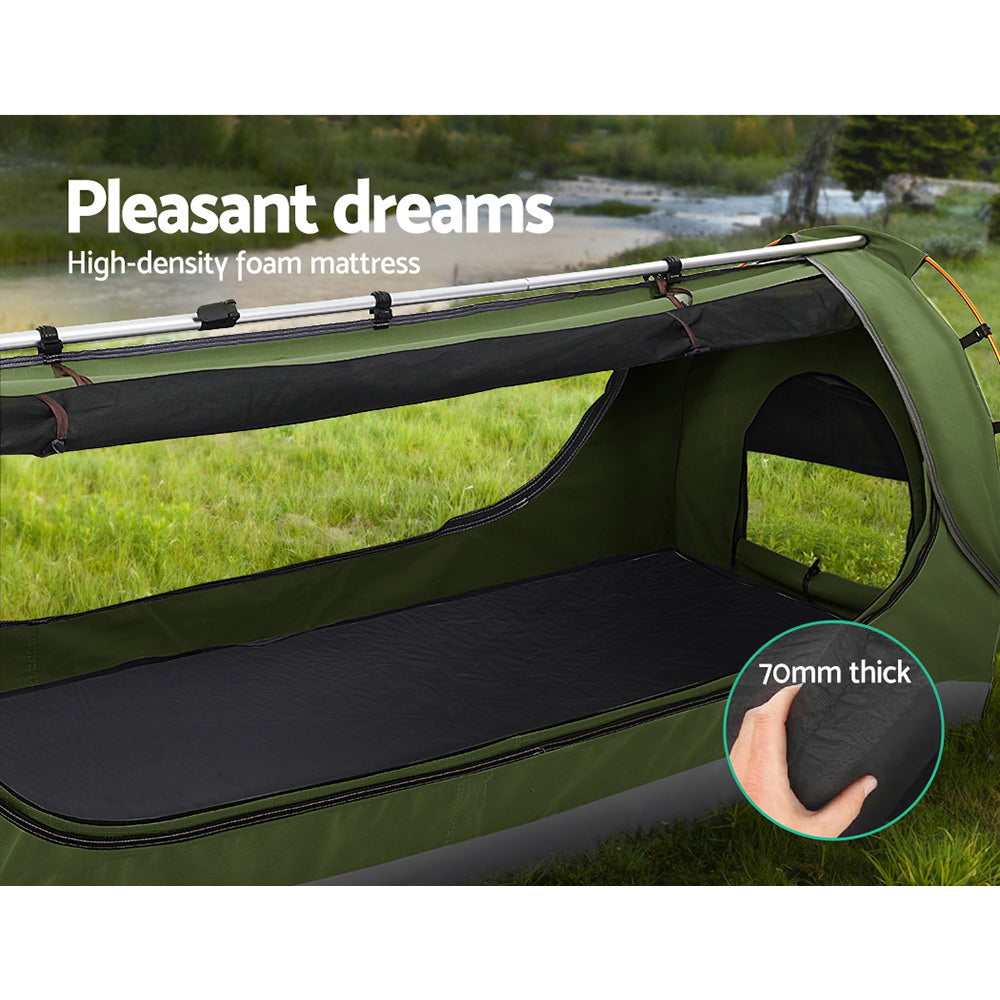 Weisshorn Double Swag Camping Swags Canvas Free Standing Dome Tent Celadon-Outdoor > Camping-PEROZ Accessories