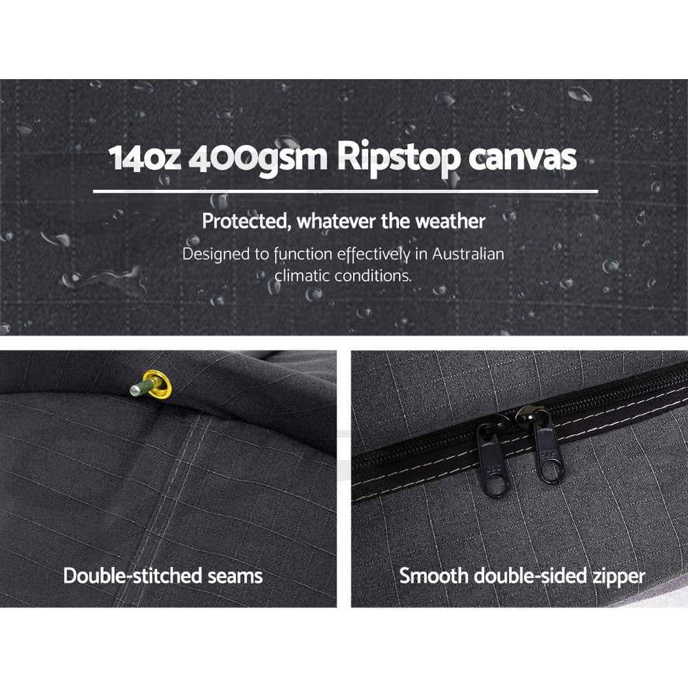 Weisshorn Double Swag Camping Swags Canvas Free Standing Dome Tent Dark Grey with 7CM Mattress-Camping Swags-PEROZ Accessories