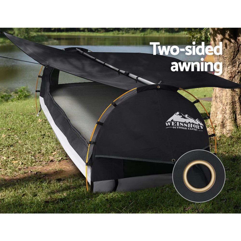 Weisshorn Swag King Single Camping Swags Canvas Free Standing Tent Dome Grey-Outdoor > Camping-PEROZ Accessories