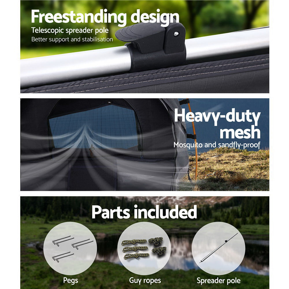 Weisshorn Swag King Single Camping Swags Canvas Free Standing Tent Dome Grey-Outdoor > Camping-PEROZ Accessories