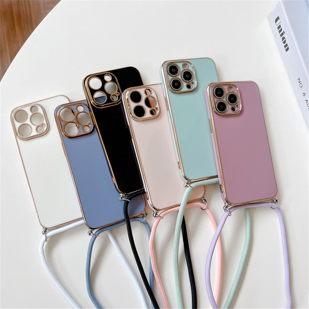 Anymob iPhone Case Light Blue Necklace Lanyard Silicon Phone Cord Strap Cover-Mobile Phone Cases-PEROZ Accessories