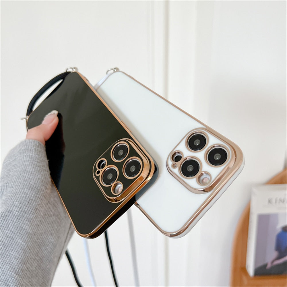Anymob iPhone Case Light Blue Necklace Lanyard Silicon Phone Cord Strap Cover-Mobile Phone Cases-PEROZ Accessories