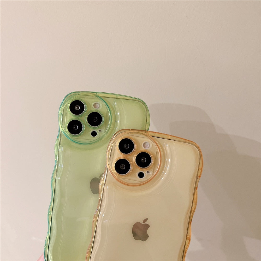Anymob iPhone Blue Curly Wavy Phone Case Shockproof Transparent Silicone Cover-Mobile Phone Cases-PEROZ Accessories