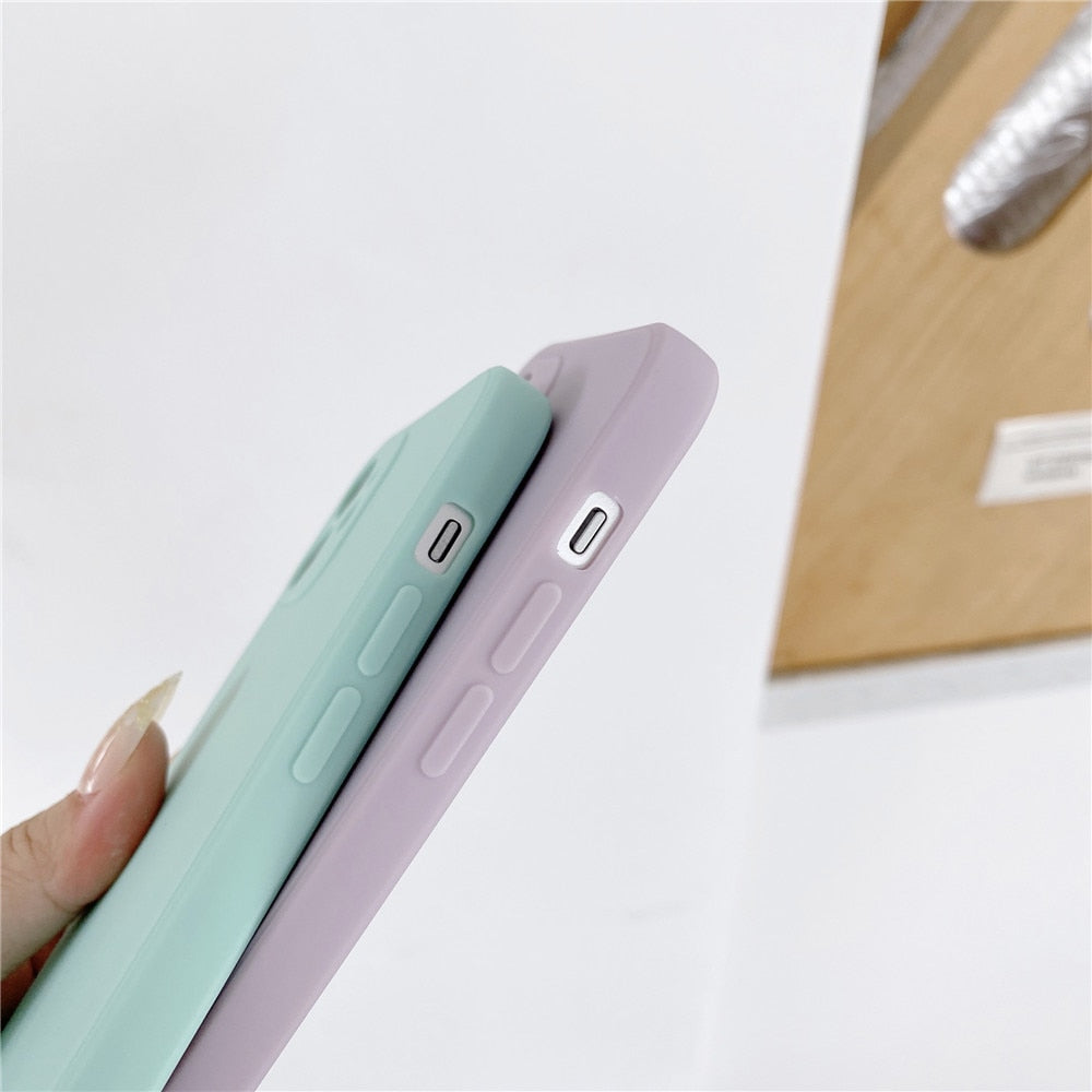 Anymob iPhone Case Pink Candy Color Straight Edge Soft Silicone Cover-Mobile Phone Cases-PEROZ Accessories