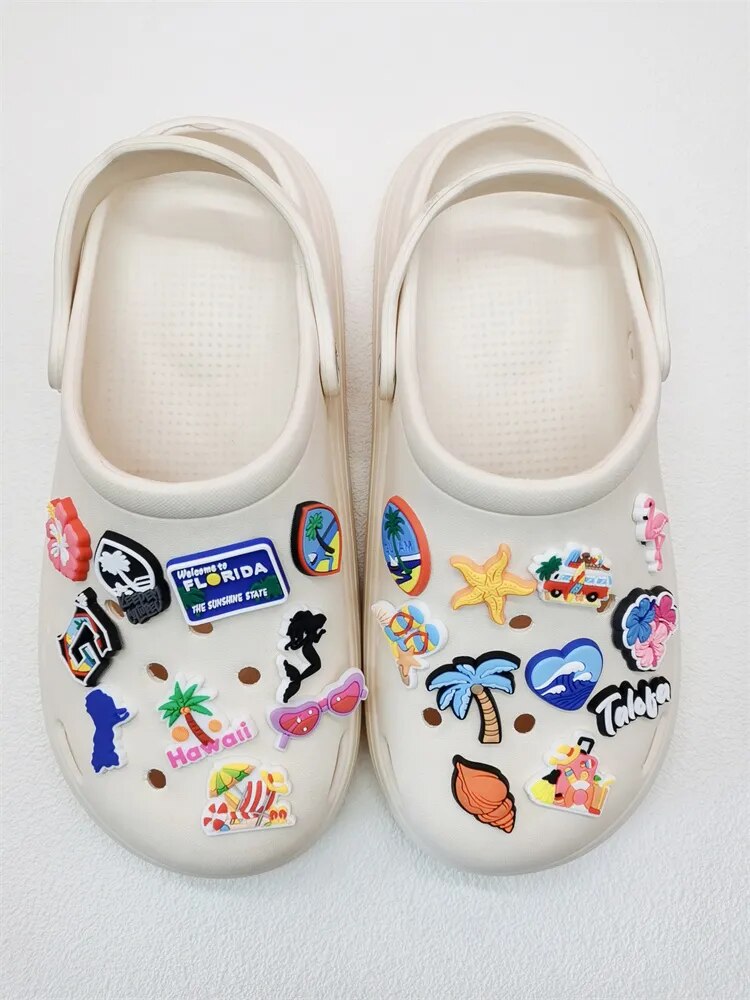 Anykidz 30Pcs Colorful Beach Holiday Shoe Charm Accessories Jeans Clogs Pendants Designer Ornament Jibbitz for Crocs-Shoe Accessories-PEROZ Accessories