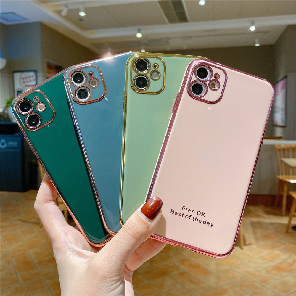 Anymob iPhone Green Plating Lens Protection Phone Case Soft Silicon Cover Case-Mobile Phone Cases-PEROZ Accessories