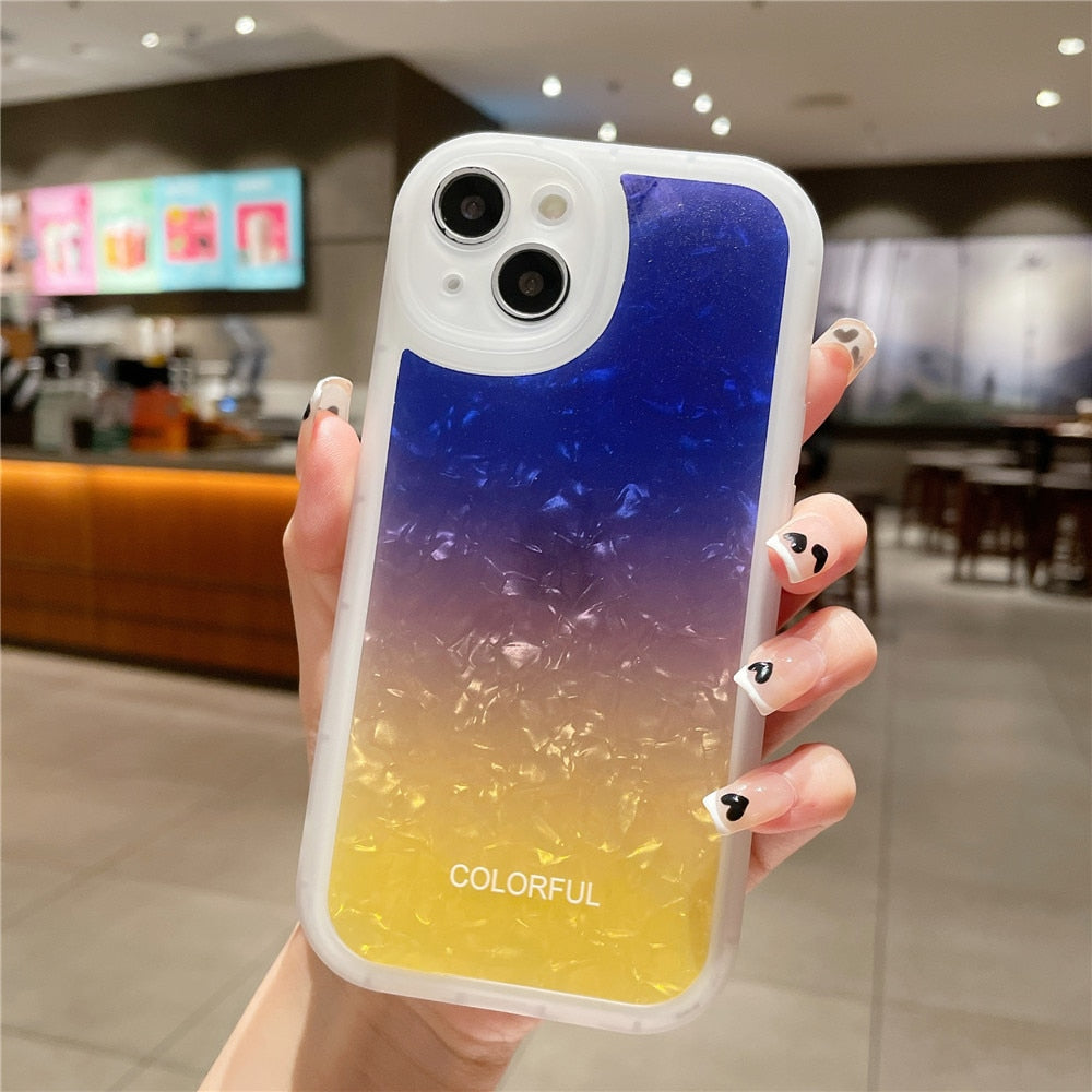 Anymob iPhone Case Violet Gradient Dream Shell Pattern Silicone Shockproof Back Cover-Mobile Phone Cases-PEROZ Accessories