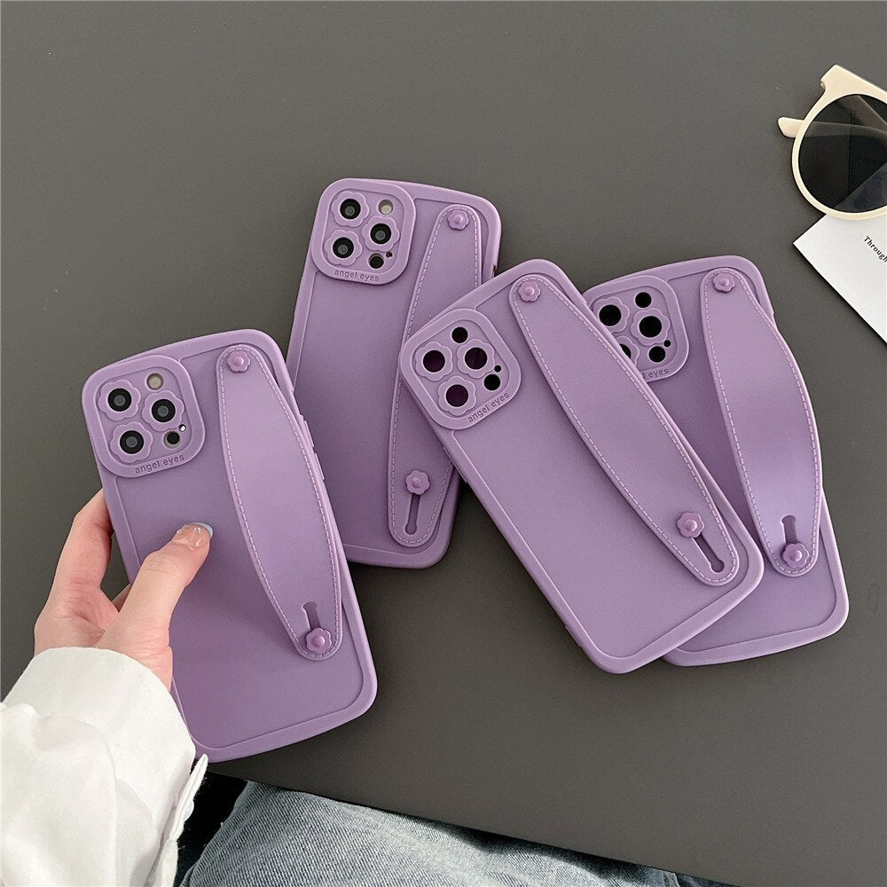 Anymob iPhone Case Romantic Purple Wristband Silicone Flower Lens Protection Soft Phone Cover-Mobile Phone Cases-PEROZ Accessories