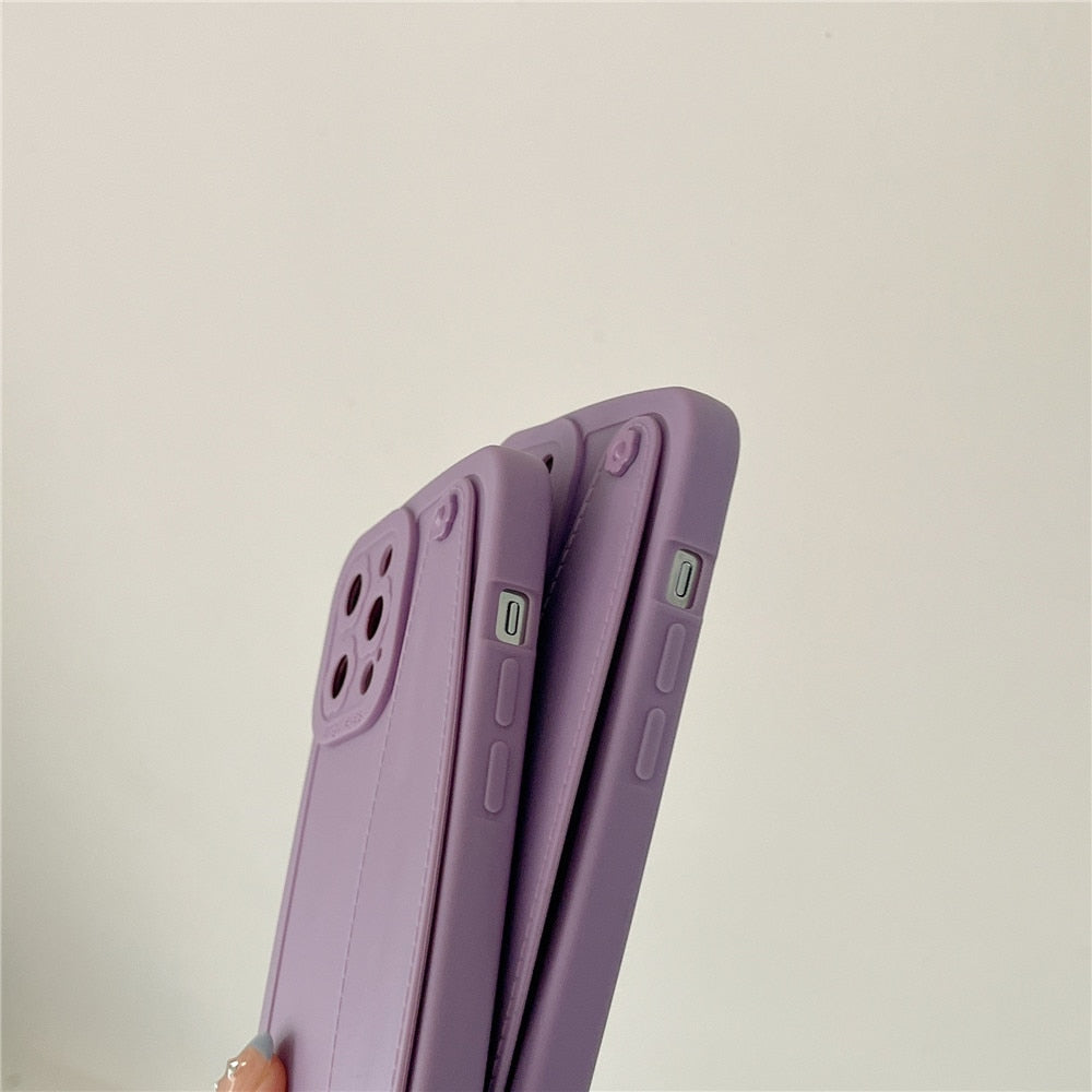 Anymob iPhone Case Romantic Purple Wristband Silicone Flower Lens Protection Soft Phone Cover-Mobile Phone Cases-PEROZ Accessories