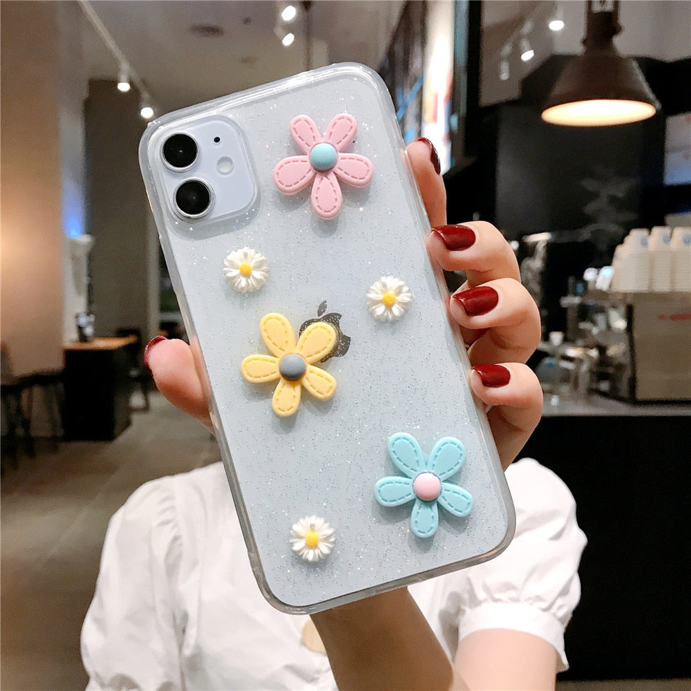 Anymob iPhone Pink 3D Flower Case Soft Silicone Shockproof Cover-Mobile Phone Cases-PEROZ Accessories