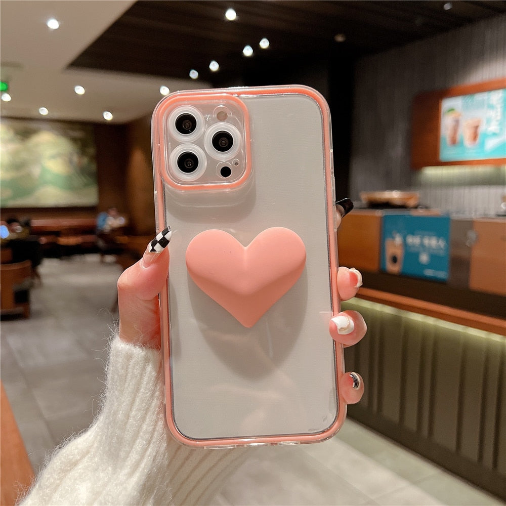 Anymob iPhone Case Sky Blue Love Heart Candy Color Transparent Shockproof Bumper Soft Cover-Mobile Phone Cases-PEROZ Accessories