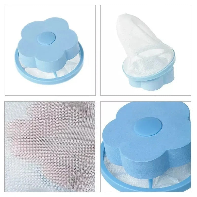 Anyhouz Magic Laundry Ball Blue Flower Shape Sponge Reusable Pet Hair Lint Fiber Catcher Remover Tool For Washing Machine-Bathroom and Toilet Accessories-PEROZ Accessories