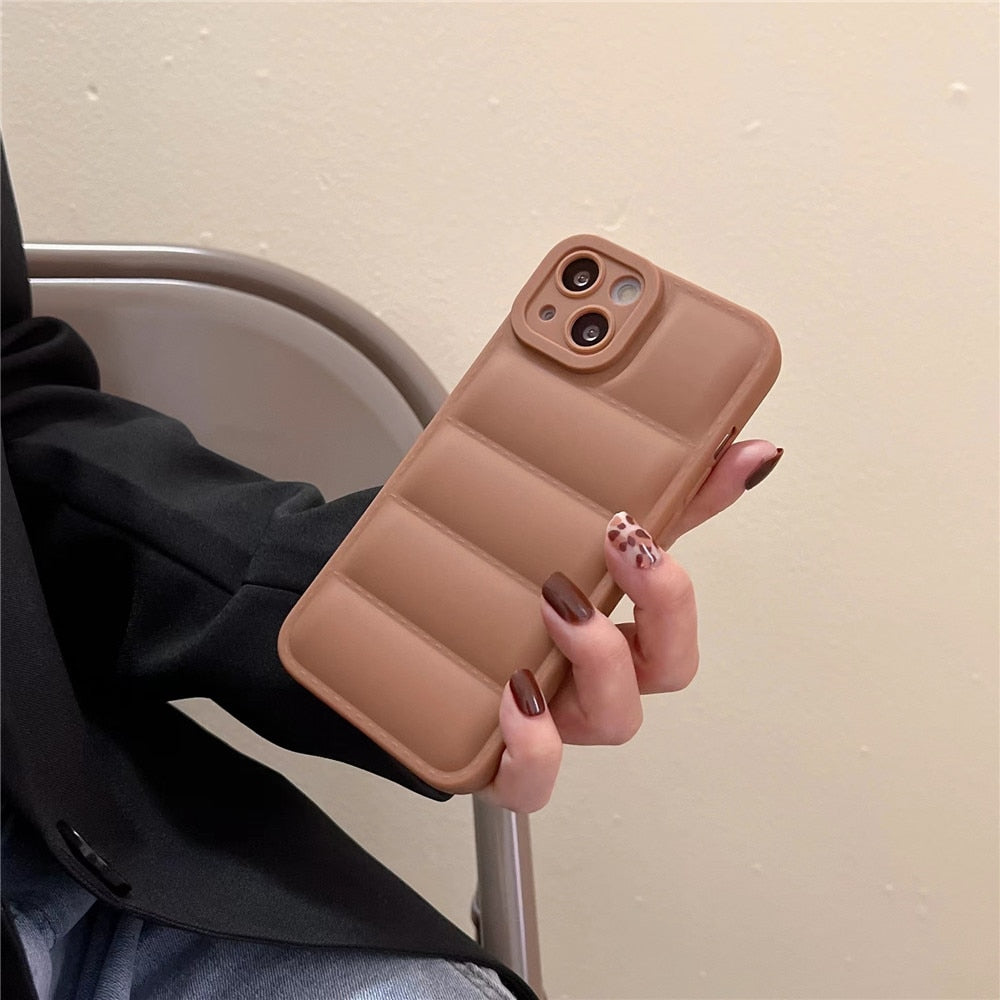 Anymob iPhone Case Black Fashion Down Jacket Soft Silicon Cover Camera Protection Shockproof Case-Mobile Phone Cases-PEROZ Accessories