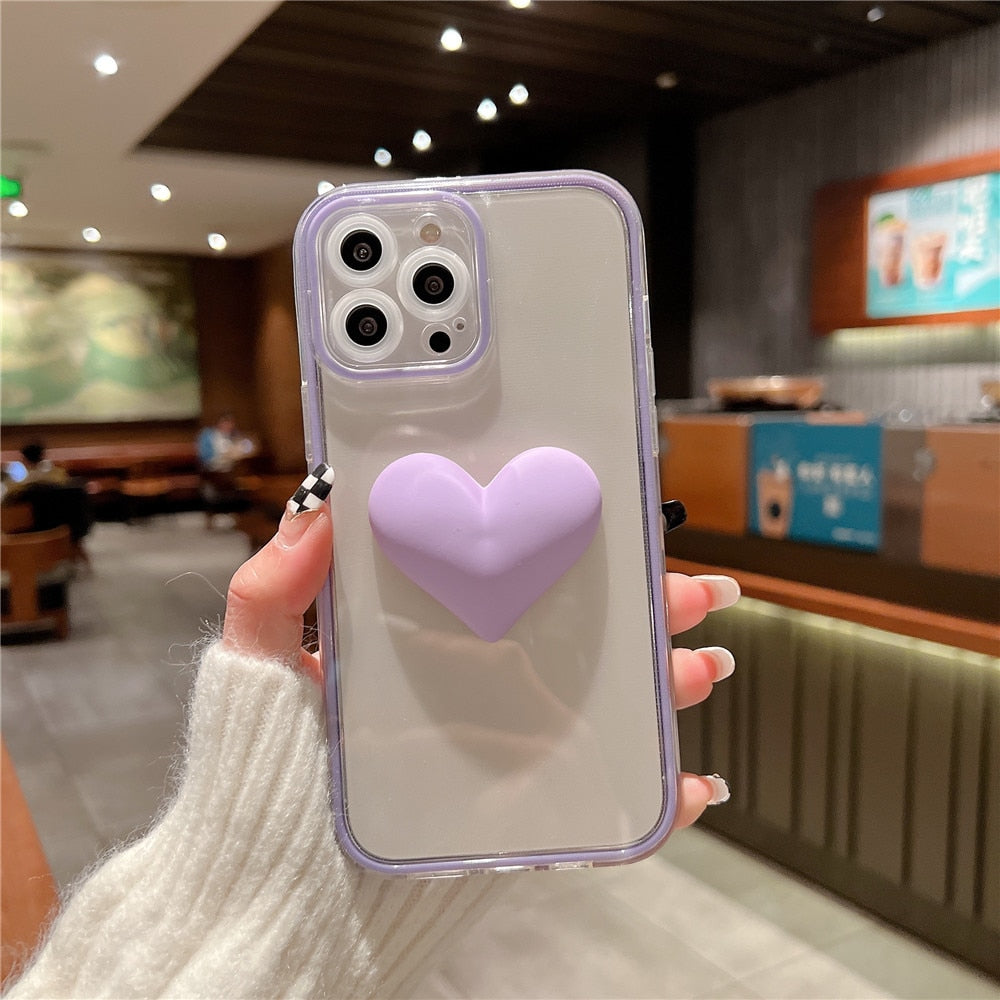 Anymob iPhone Case Sky Blue Love Heart Candy Color Transparent Shockproof Bumper Soft Cover-Mobile Phone Cases-PEROZ Accessories