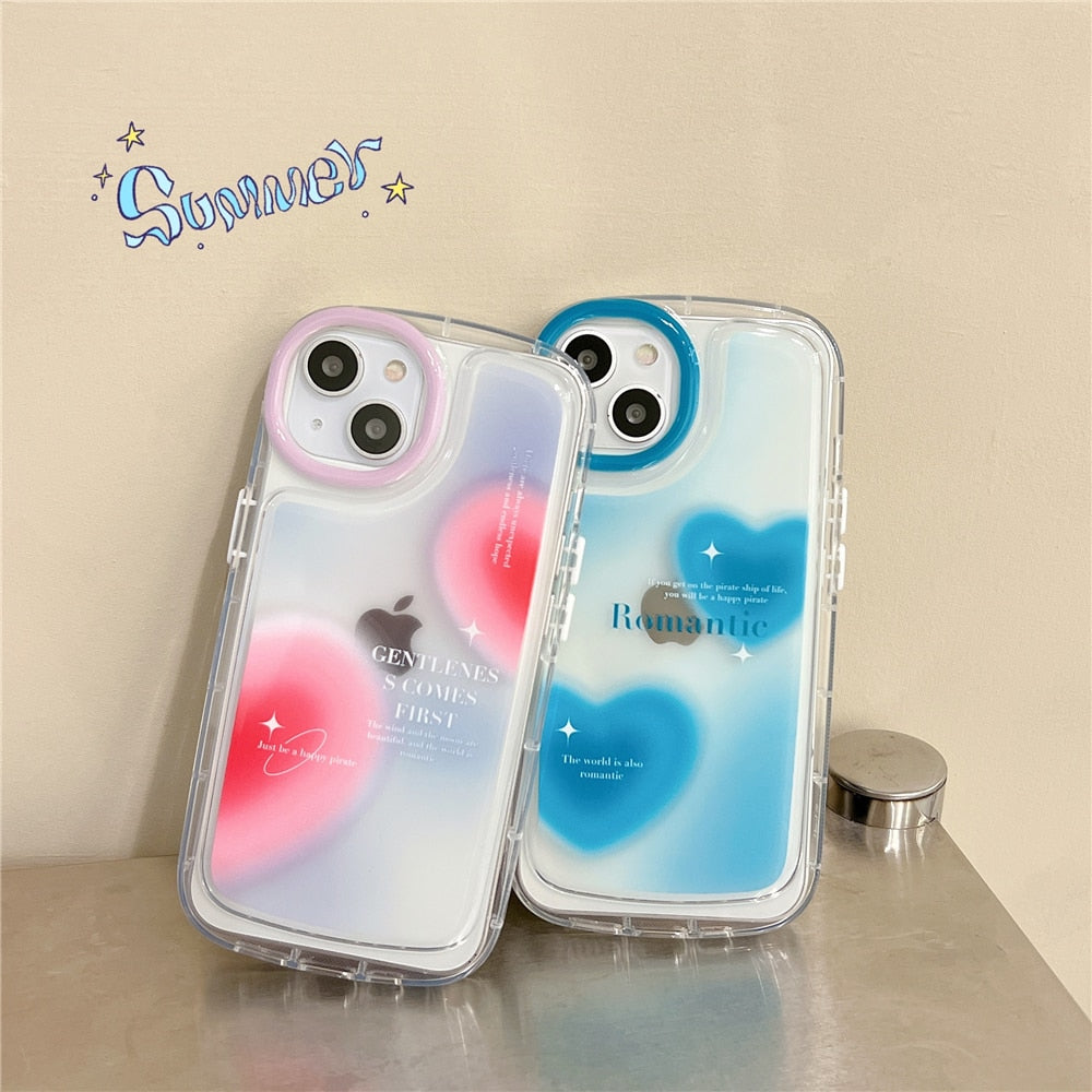 Anymob iPhone Case Blue Love Heart Transparent Soft Silicone Bumper Shockproof Clear Back Cover-Mobile Phone Cases-PEROZ Accessories