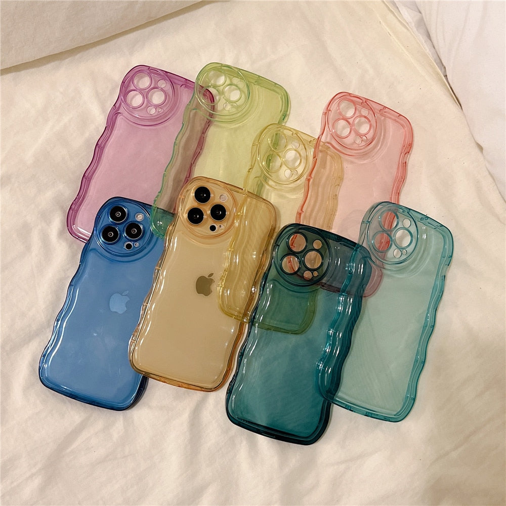 Anymob iPhone Green Curly Wavy Phone Case Shockproof Transparent Silicone Cover-Mobile Phone Cases-PEROZ Accessories