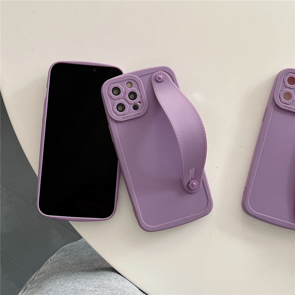Anymob iPhone Case Romantic Purple Wristband Silicone Flower Lens Protection Soft Phone Cover-Mobile Phone Cases-PEROZ Accessories