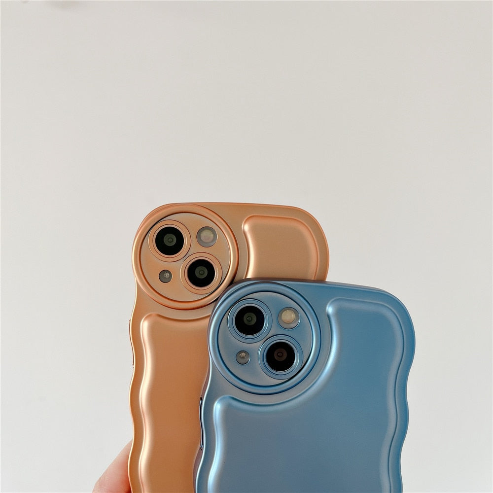Anymob iPhone Case Blue Curly Wave Plating Air Cushion Soft Silicon Shockproof Cover-Mobile Phone Cases-PEROZ Accessories