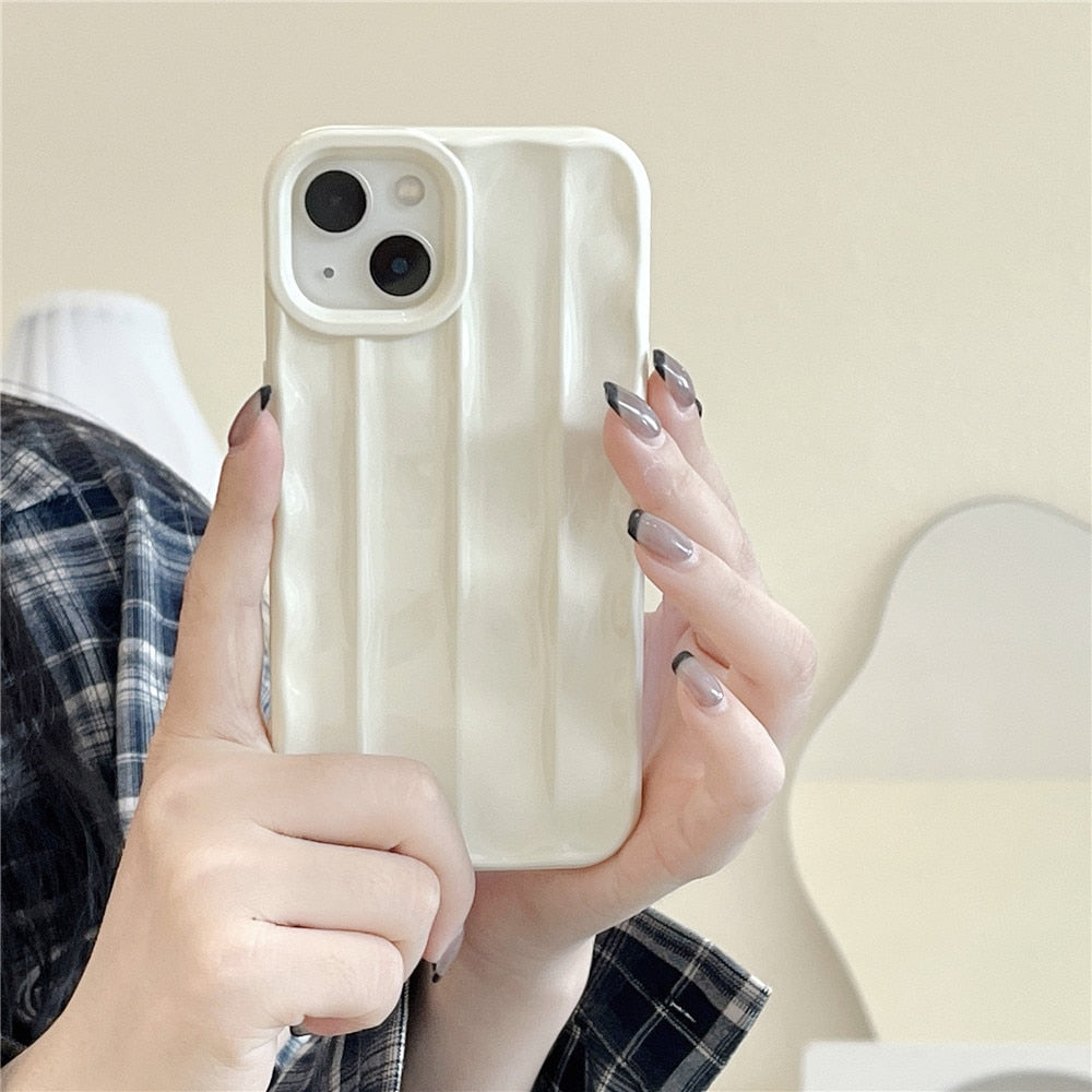 Anymob iPhone Case White Water Ripple Design Silicone Cover-Mobile Phone Cases-PEROZ Accessories