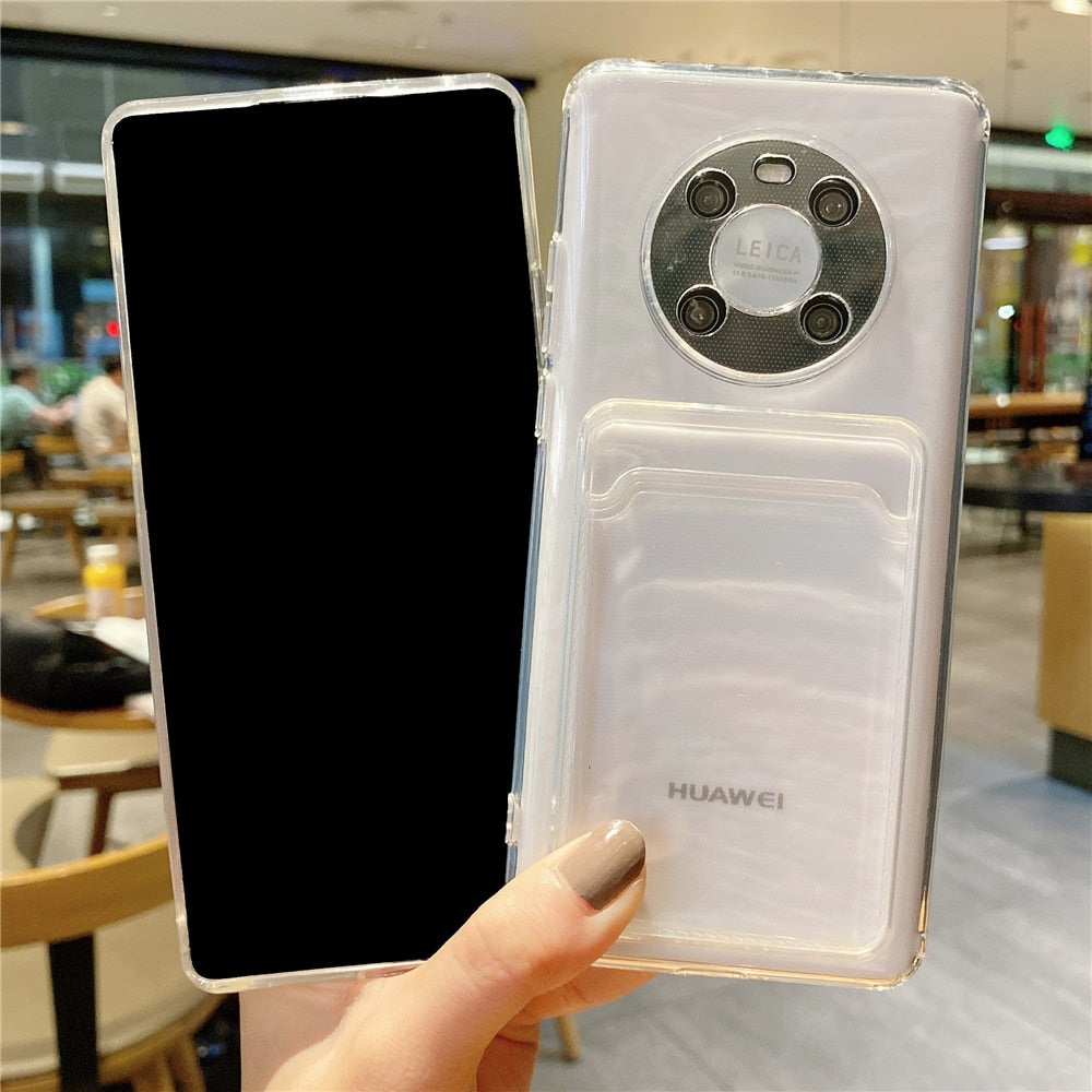 Anymob Samsung Case Transparent Card Holder Bag Shockproof Soft Silicone Phone Cover-Mobile Phone Cases-PEROZ Accessories