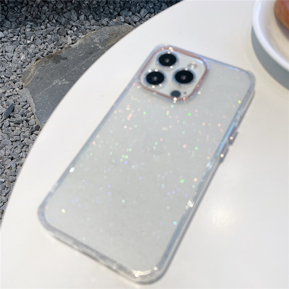 Anymob iPhone Green Gradient Rainbow Clear Phone Case Shiny Glitter Transparent Soft Silicone Cover-Mobile Phone Cases-PEROZ Accessories