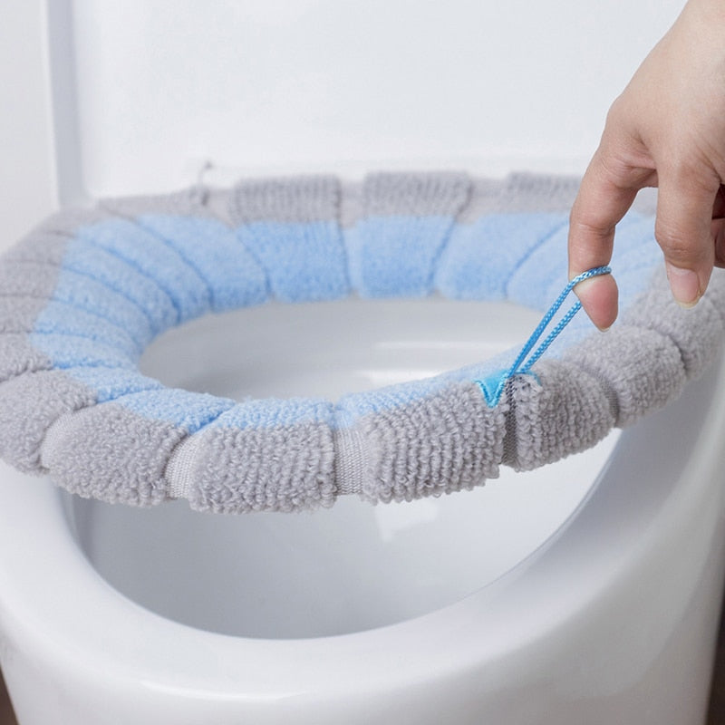 Anyhouz Toilet Seat Blue Soft Warmer Washable Mat Cover Pad Cushion Seat Case Toilet Lid Cover Accessories-Toilet Seat Cover-PEROZ Accessories