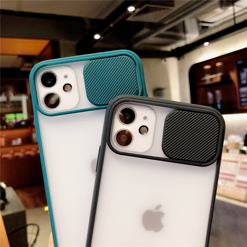 Anymob iPhone Case Black Transparent Matte Slide Push Pull Window Camera Protection Cover-Mobile Phone Cases-PEROZ Accessories