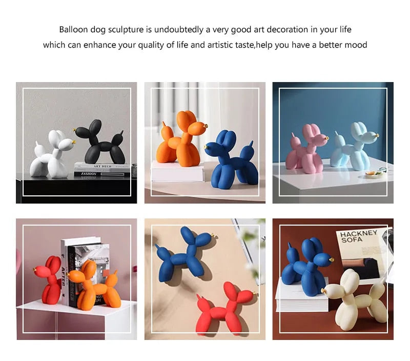 Anyhouz Home Figurine Nordic Balloon Dog White Resin for Living Room Desktop Decoration Accessories Gifts-Sculptures & Statues-PEROZ Accessories