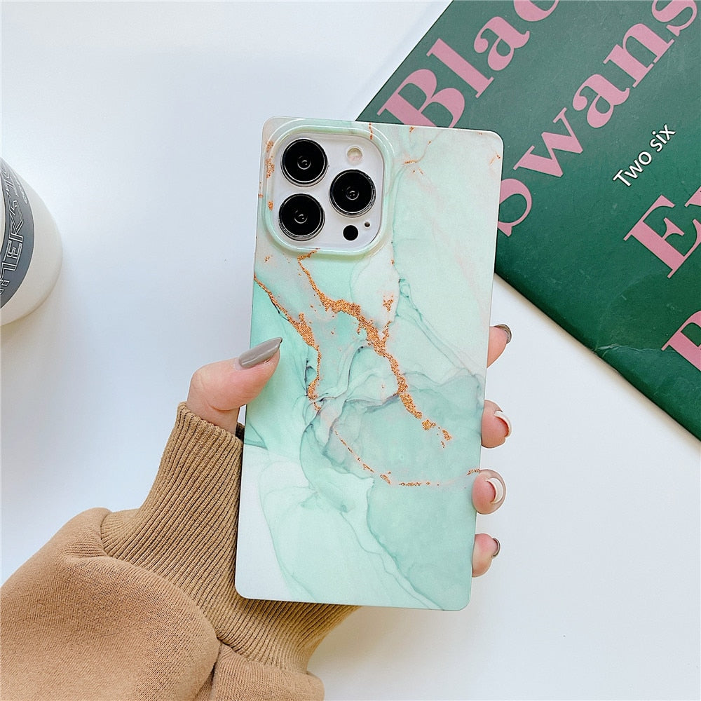 Anymob iPhone Violet Soft Square Marble Silicone Phone Case Shockproof Back Cover-Mobile Phone Cases-PEROZ Accessories