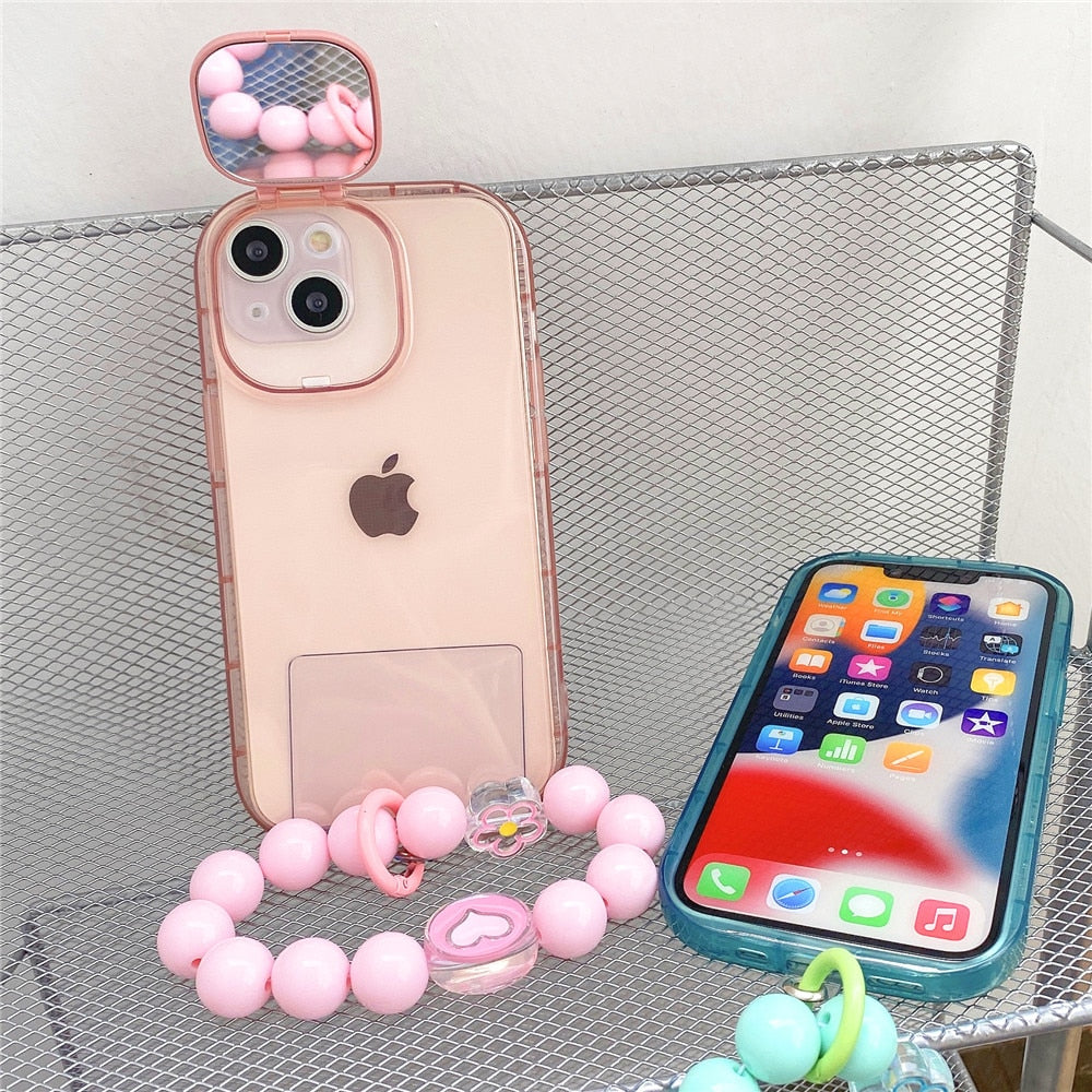 Anymob iPhone Violet Makeup Mirror Phone Case Shockproof Silicone Bracelet Cover-Mobile Phone Cases-PEROZ Accessories
