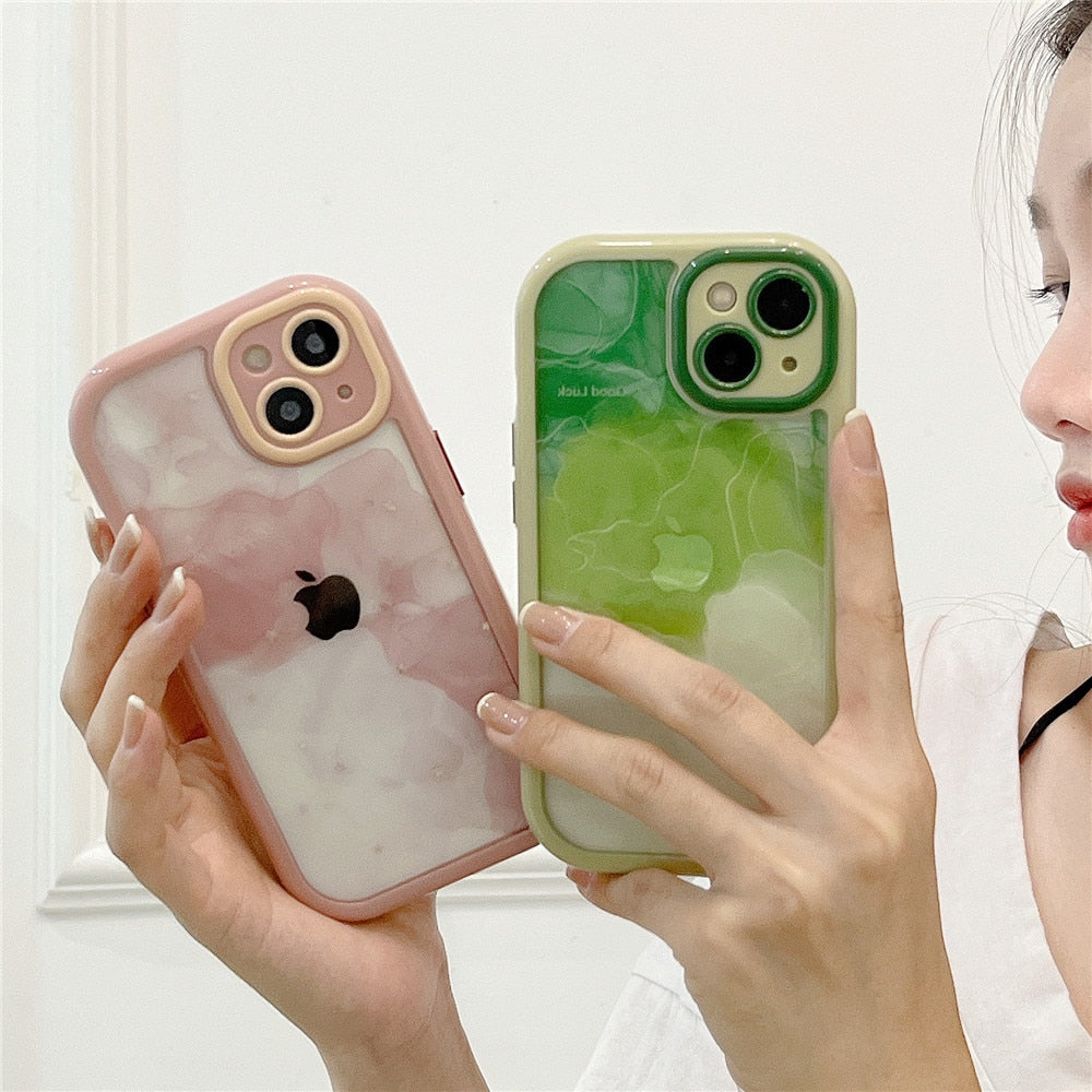 Anymob iPhone Yellow Smiley Acrylic Watercolor Phone Case Transparent Shockproof Cover-Mobile Phone Cases-PEROZ Accessories