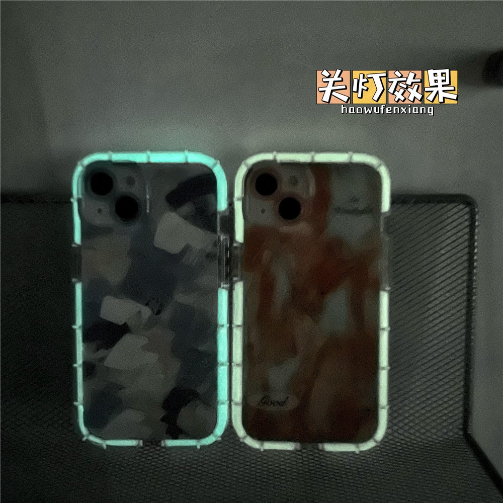 Anymob iPhone Gray Graffiti Oil Painting Phone Case Luminous Shockproof Soft Cover-Mobile Phone Cases-PEROZ Accessories