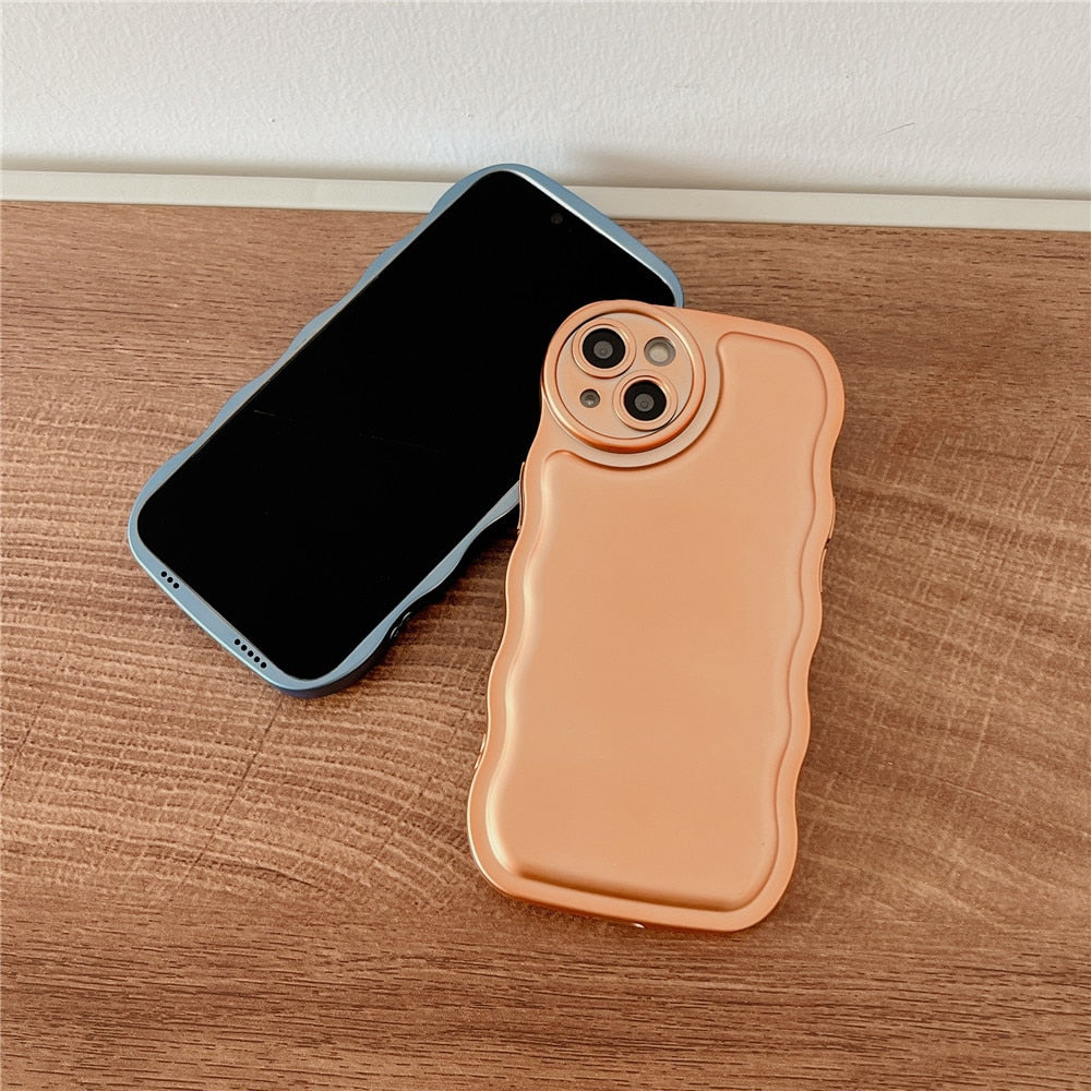Anymob iPhone Case Blue Curly Wave Plating Air Cushion Soft Silicon Shockproof Cover-Mobile Phone Cases-PEROZ Accessories
