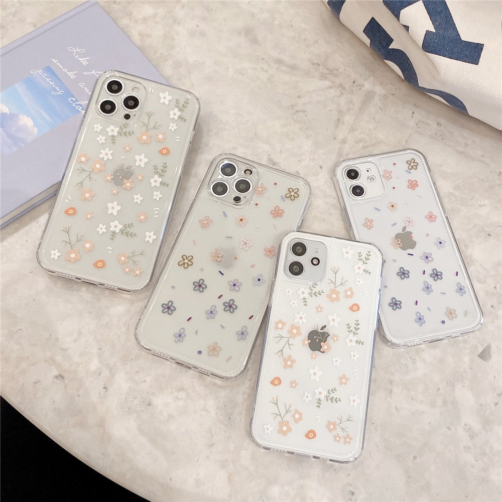 Anymob iPhone Case Multicolor Cute Flowers Floral Clear Soft Silicon Cover-Mobile Phone Cases-PEROZ Accessories