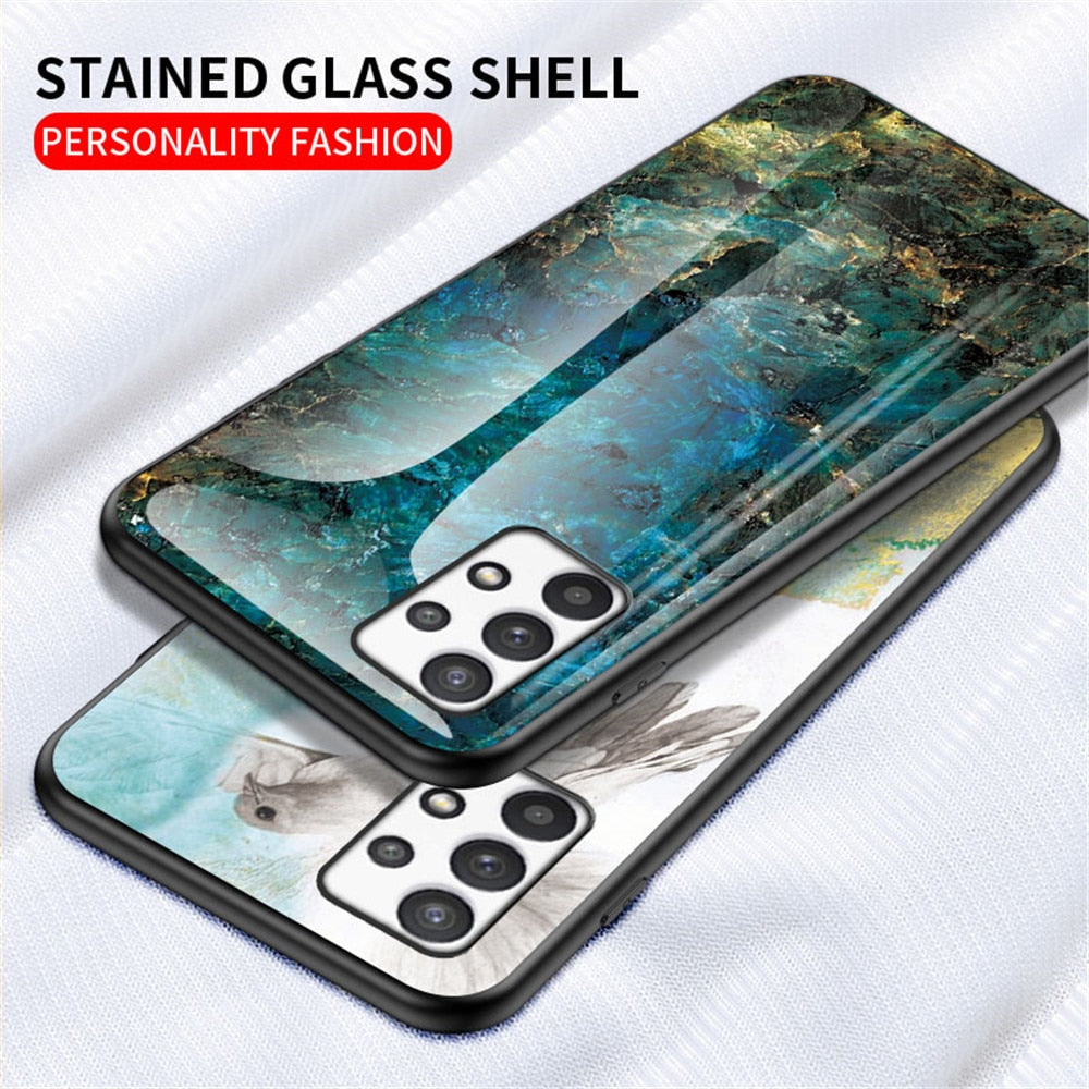 Anymob Samsung Maroon Marble Pattern Case Shockproof Glass Phone Cover-Mobile Phone Cases-PEROZ Accessories