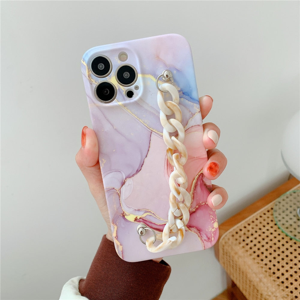 Anymob iPhone Case Gray Marble Bracelet Soft Silicon Chain Bumper Cover-Mobile Phone Cases-PEROZ Accessories