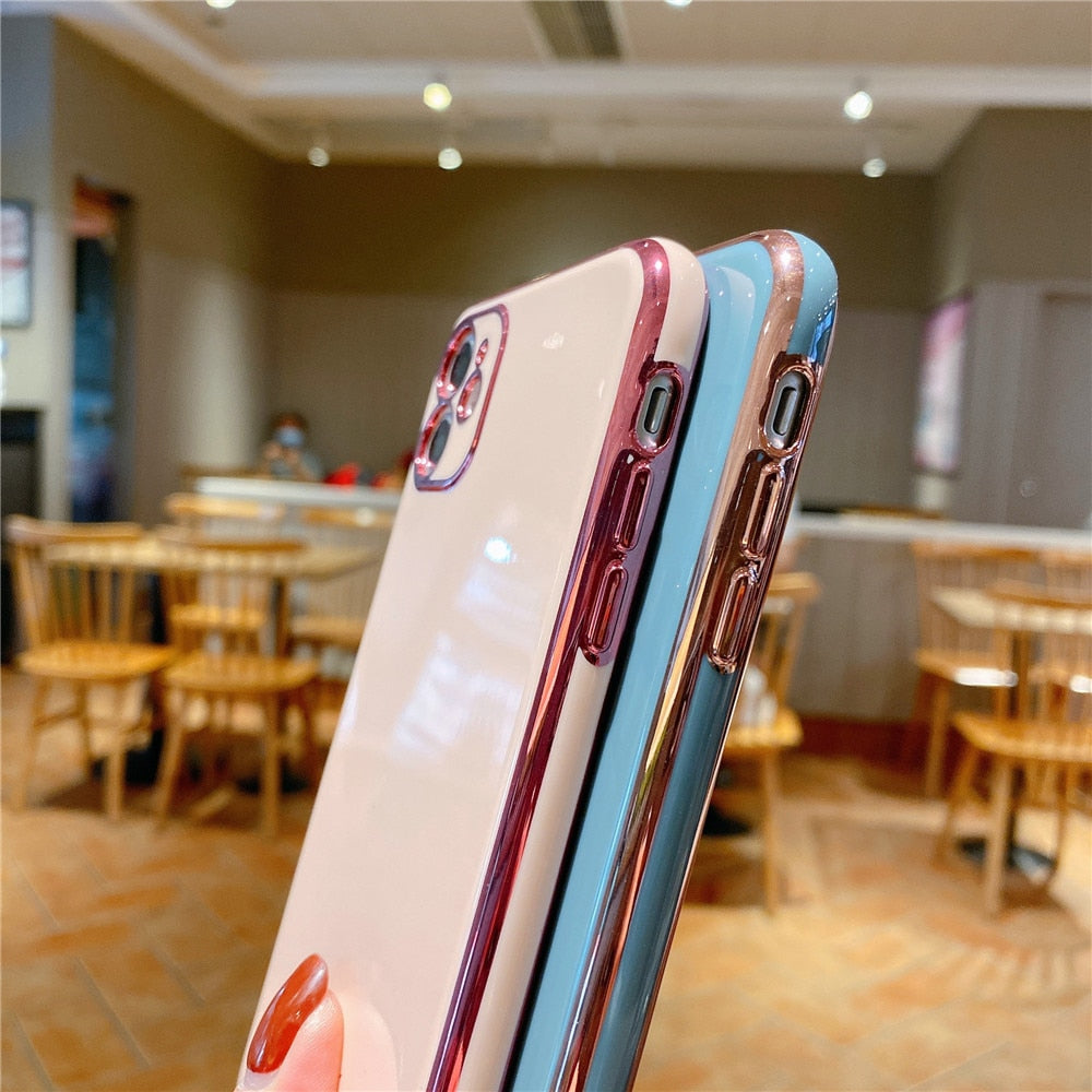 Anymob iPhone Green Plating Lens Protection Phone Case Soft Silicon Cover Case-Mobile Phone Cases-PEROZ Accessories