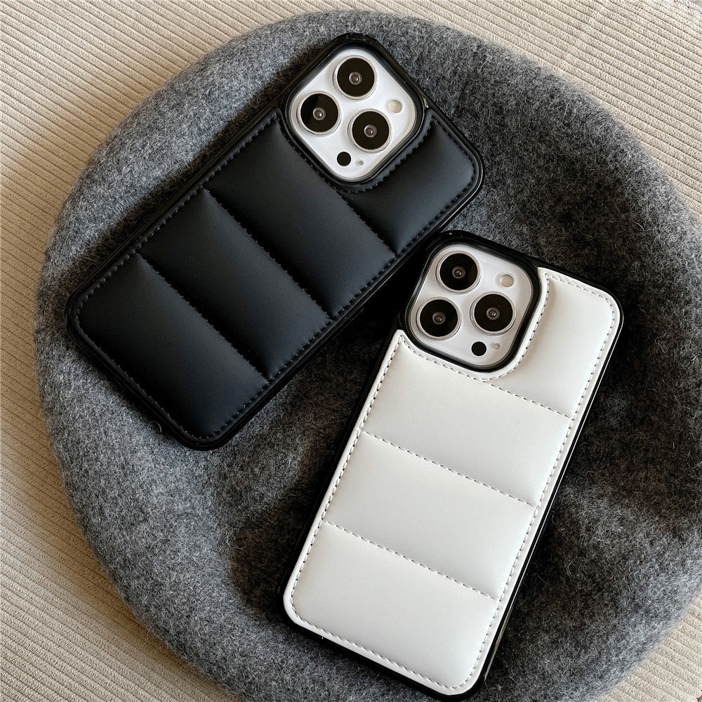 Anymob iPhone Green Down Jacket Puffer Phone Case Fashion Soft Fabric Shockproof Bumper Cover-Mobile Phone Cases-PEROZ Accessories