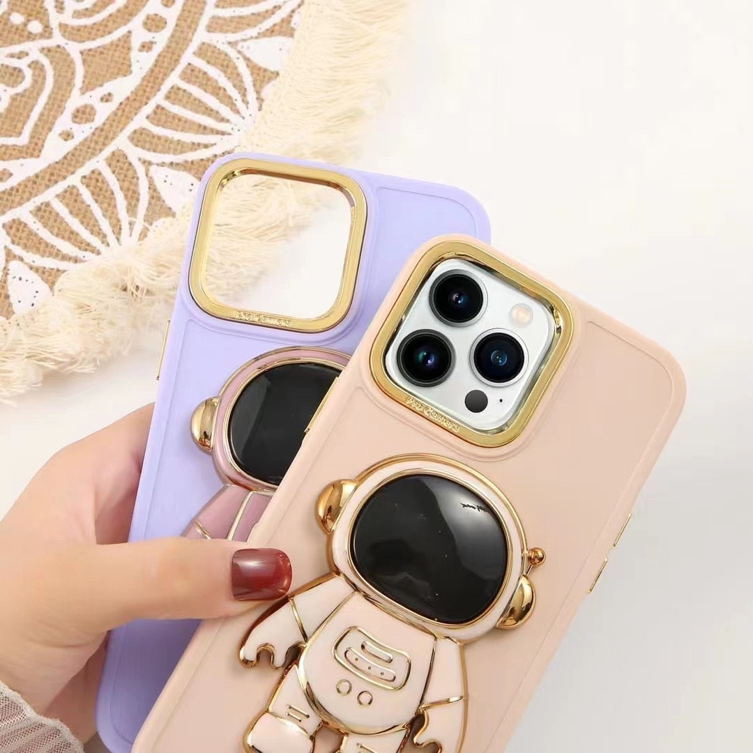 Anymob iPhone Dark Green Astronaut Folding Stand Case Plating Photo Frame Protector Silicone Cover-Mobile Phone Cases-PEROZ Accessories