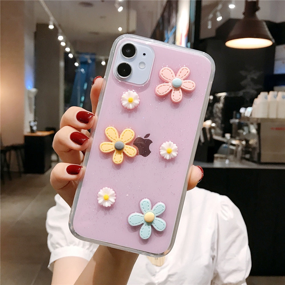 Anymob iPhone Pink 3D Flower Case Soft Silicone Shockproof Cover-Mobile Phone Cases-PEROZ Accessories